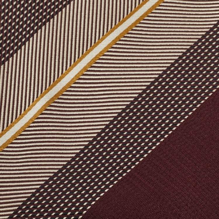 Pre Owned Ermenegildo Zegna Burgundy Striped Silk Traditional Tie 