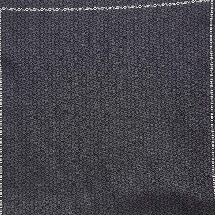 Pre Owned Ermenegildo Zegna Black Printed Silk Pocket Square