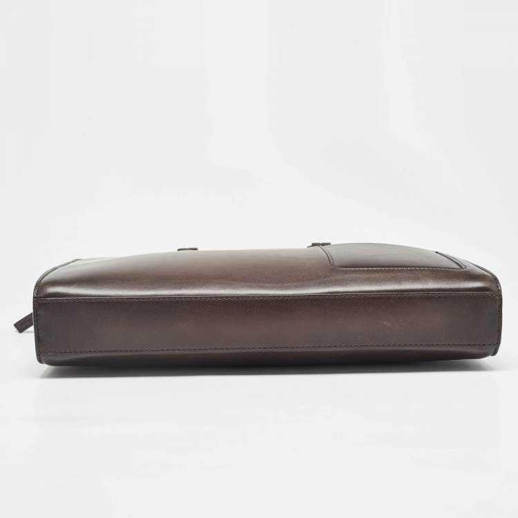 Pre Owned Ermenegildo Zegna Brown Ombre Leather Briefcase Bag
