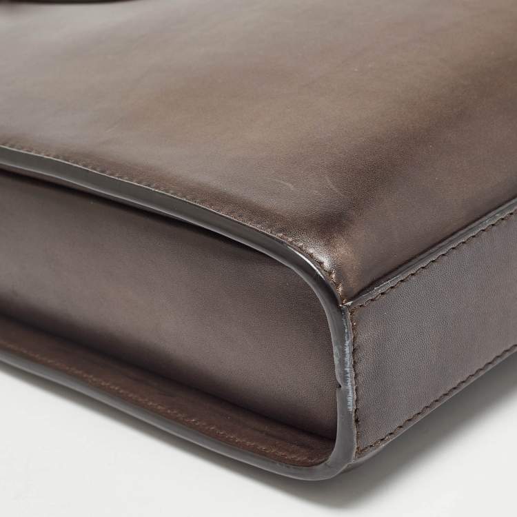 Pre Owned Ermenegildo Zegna Brown Ombre Leather Briefcase Bag