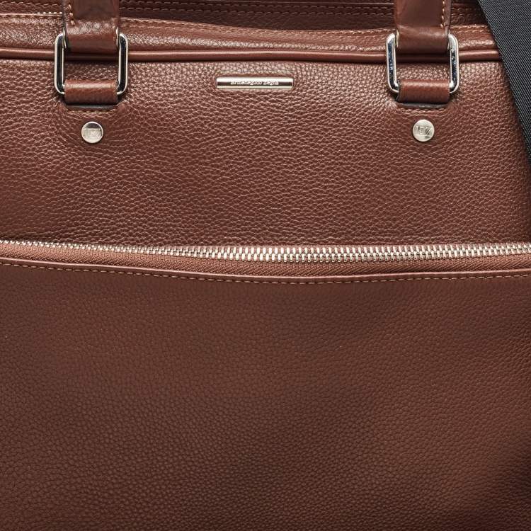 Pre Owned Ermenegildo Zegna Dark Brown Leather Briefcase