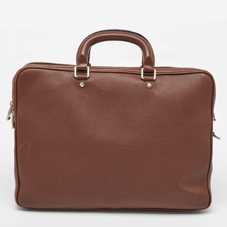 Pre Owned Ermenegildo Zegna Dark Brown Leather Briefcase
