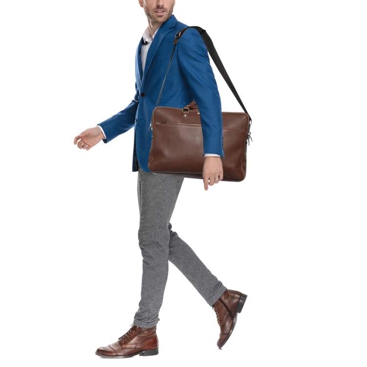 Pre Owned Ermenegildo Zegna Dark Brown Leather Briefcase