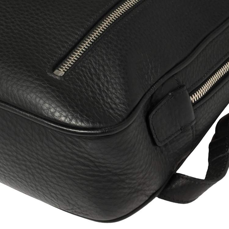 Pre Owned Ermenegildo Zegna Black Grained Leather Backpack