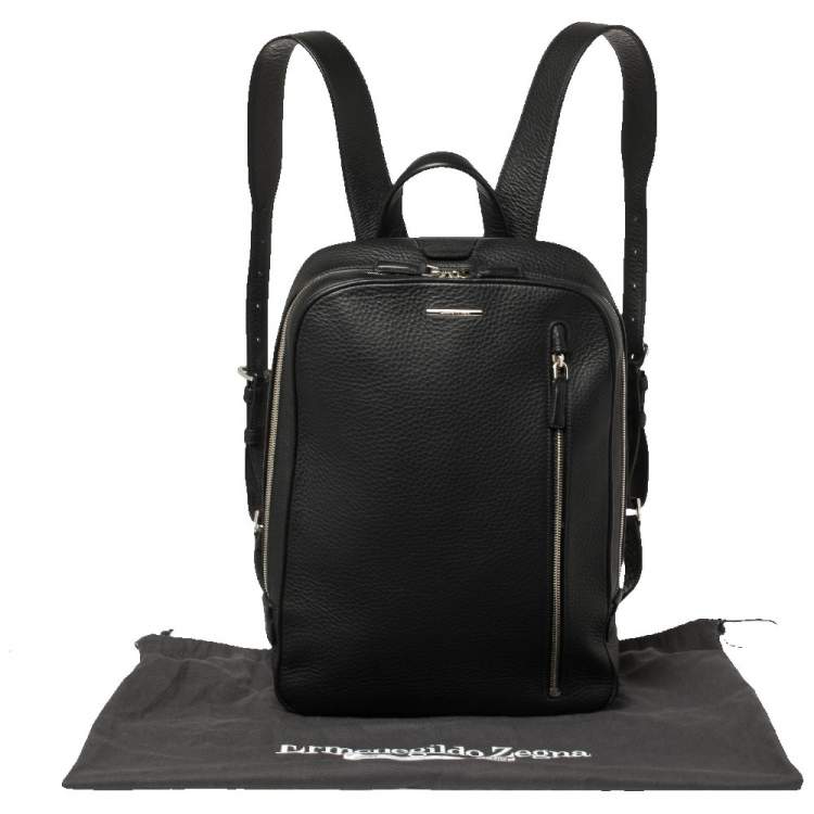 Ermenegildo Zegna Black Grained Leather Backpack Ermenegildo Zegna ...