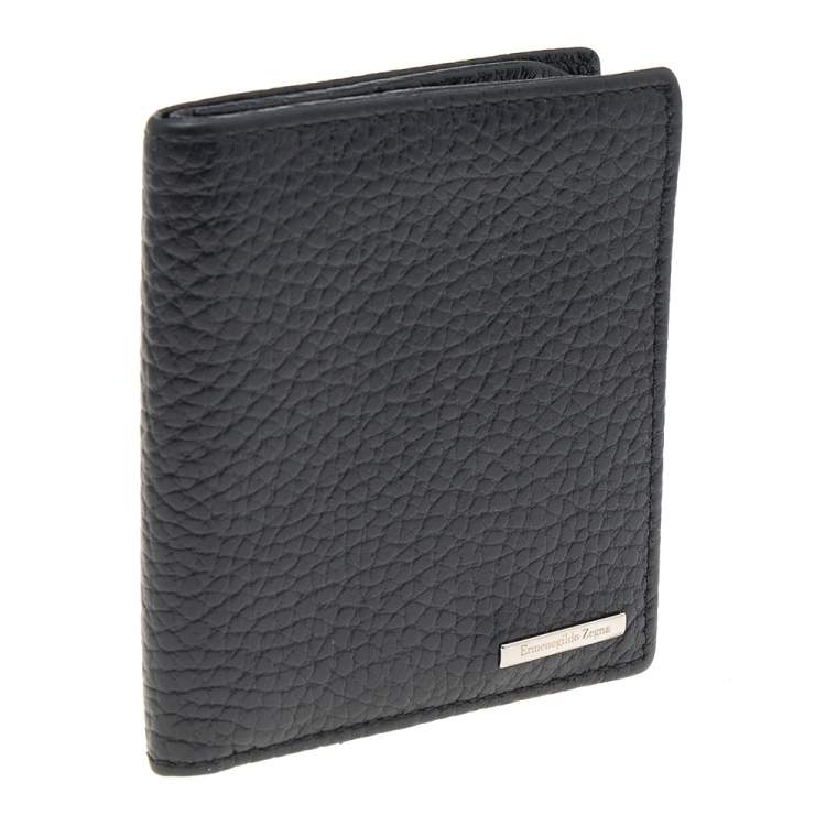 Pre Owned Ermenegildo Zegna Black Leather Bifold Wallet
