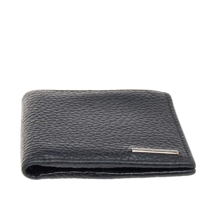 Pre Owned Ermenegildo Zegna Black Leather Bifold Wallet