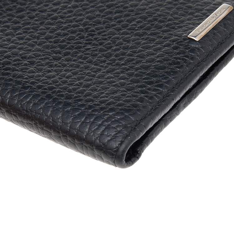 Pre Owned Ermenegildo Zegna Black Leather Bifold Wallet
