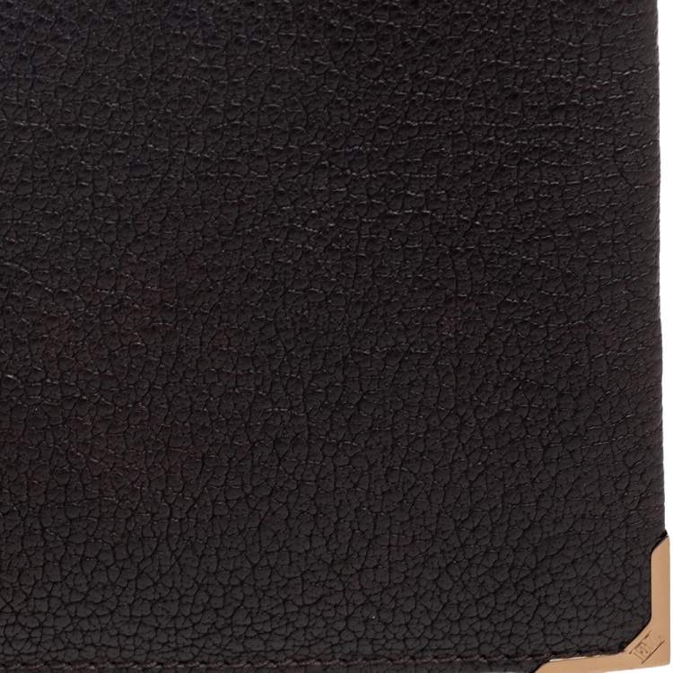 Pre Owned Ermenegildo Zegna Dark Brown Leather Bifold Wallet 