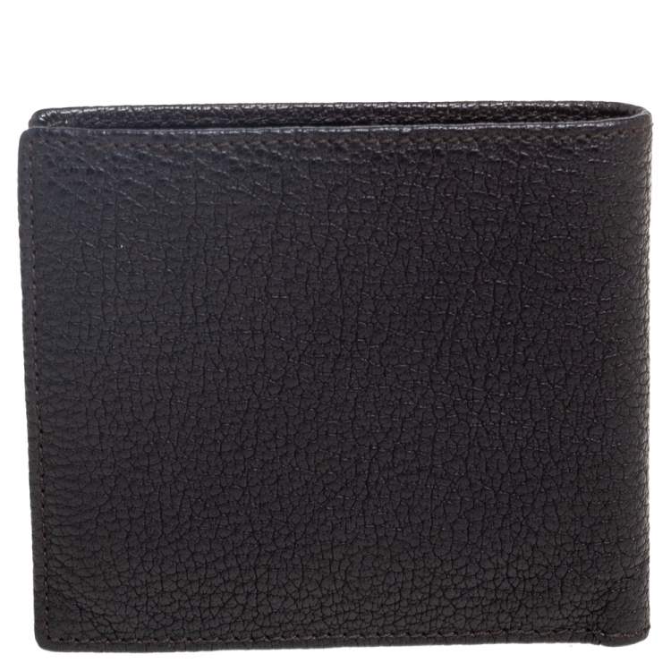 Pre Owned Ermenegildo Zegna Dark Brown Leather Bifold Wallet 