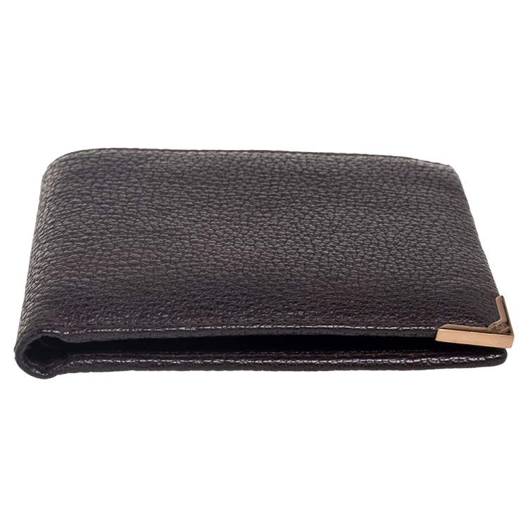 Pre Owned Ermenegildo Zegna Dark Brown Leather Bifold Wallet 