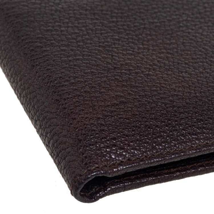 Pre Owned Ermenegildo Zegna Dark Brown Leather Bifold Wallet 