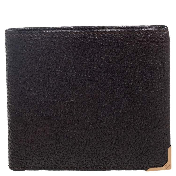 Pre Owned Ermenegildo Zegna Dark Brown Leather Bifold Wallet 