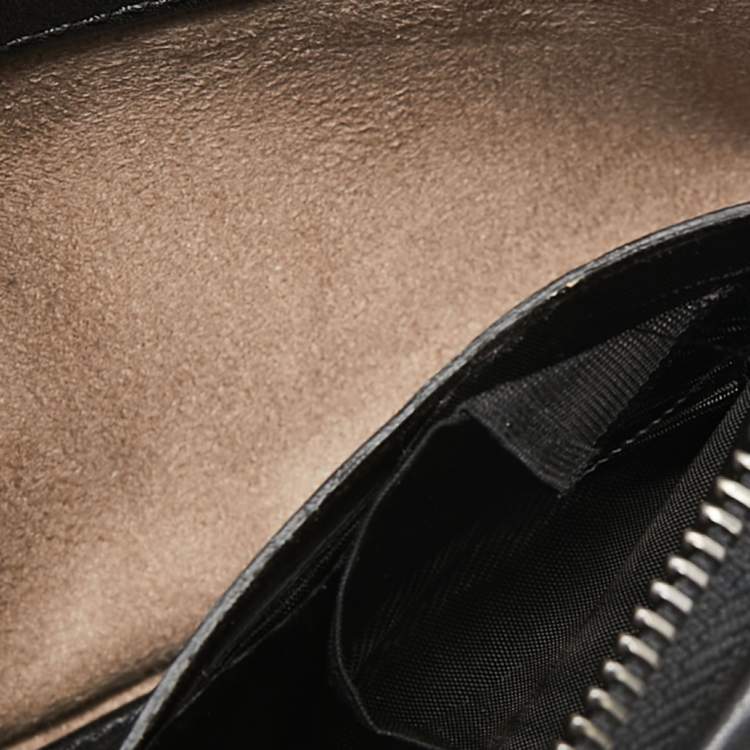 Pre Owned Ermenegildo Zegna Black Woven Leather Pelletessuta Zip Pouch 