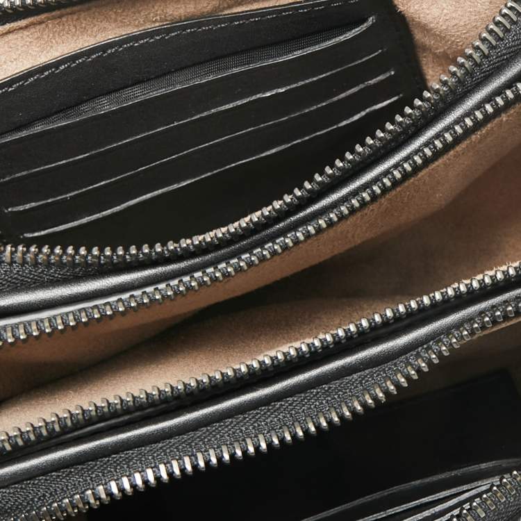 Pre Owned Ermenegildo Zegna Black Woven Leather Pelletessuta Zip Pouch 