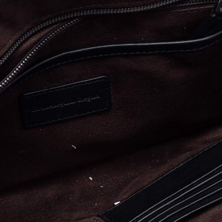 Pre Owned Ermenegildo Zegna Black Leather Wristlet Pouch