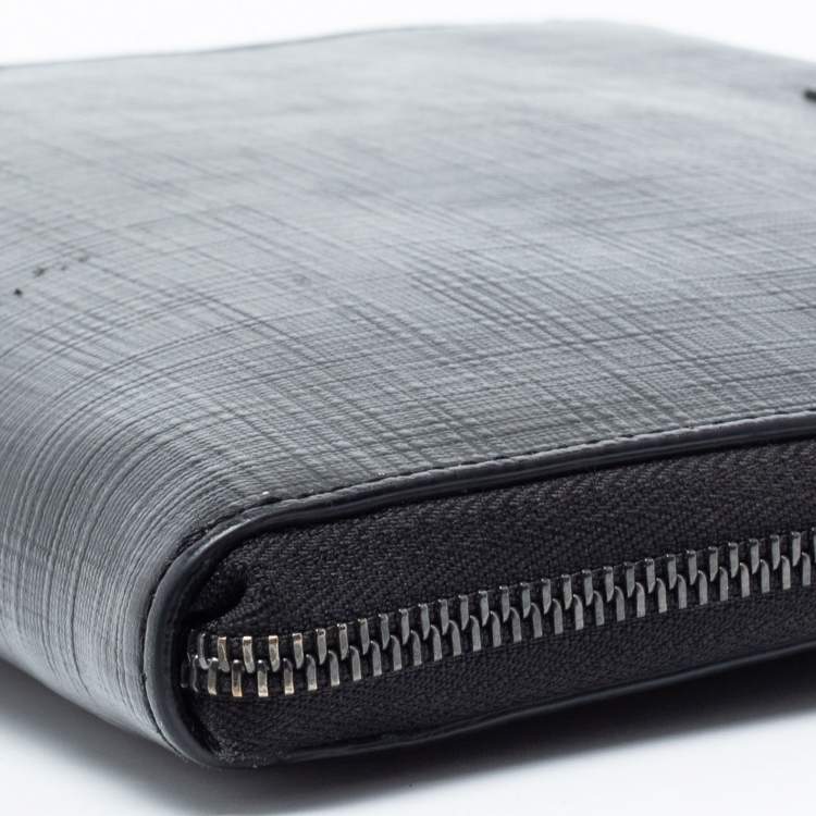 Pre Owned Ermenegildo Zegna Black Leather Wristlet Pouch