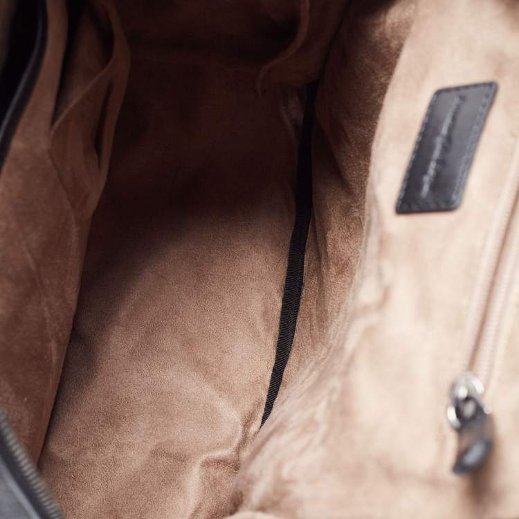 Pre Owned Ermenegildo Zegna Black/Grey Coated Canvas and Leather Backpack