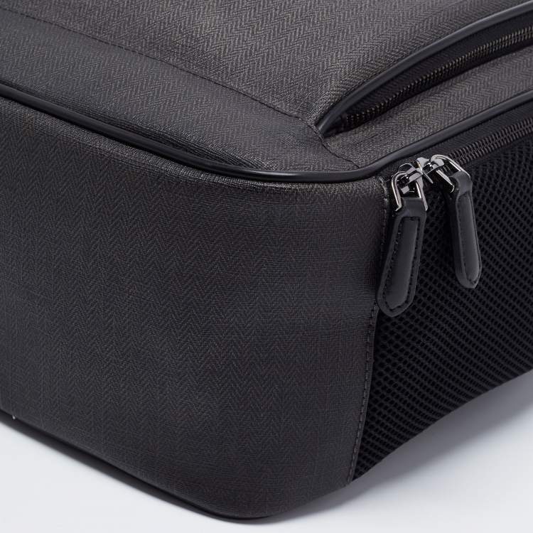 Pre Owned Ermenegildo Zegna Black/Grey Coated Canvas and Leather Backpack
