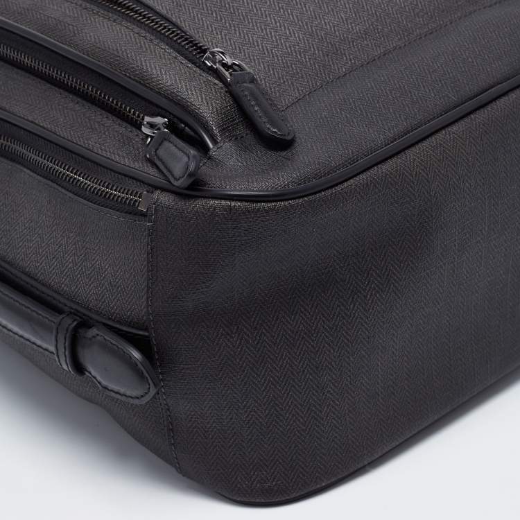 Pre Owned Ermenegildo Zegna Black/Grey Coated Canvas and Leather Backpack