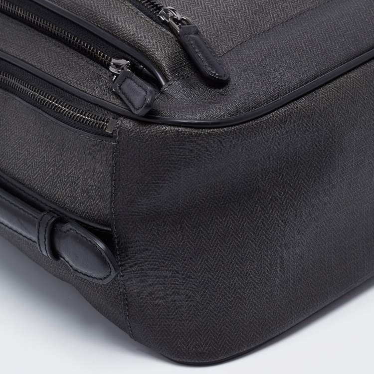 Pre Owned Ermenegildo Zegna Black/Grey Coated Canvas and Leather Backpack