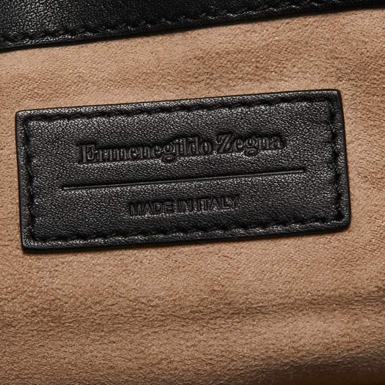 Pre Owned Ermenegildo Zegna Black Woven Leather Briefcase