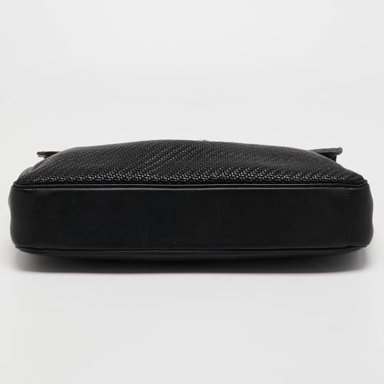 Pre Owned Ermenegildo Zegna Black Woven Leather Briefcase