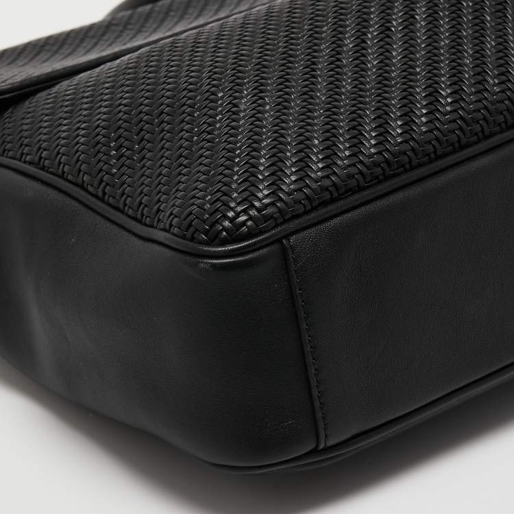 Pre Owned Ermenegildo Zegna Black Woven Leather Briefcase