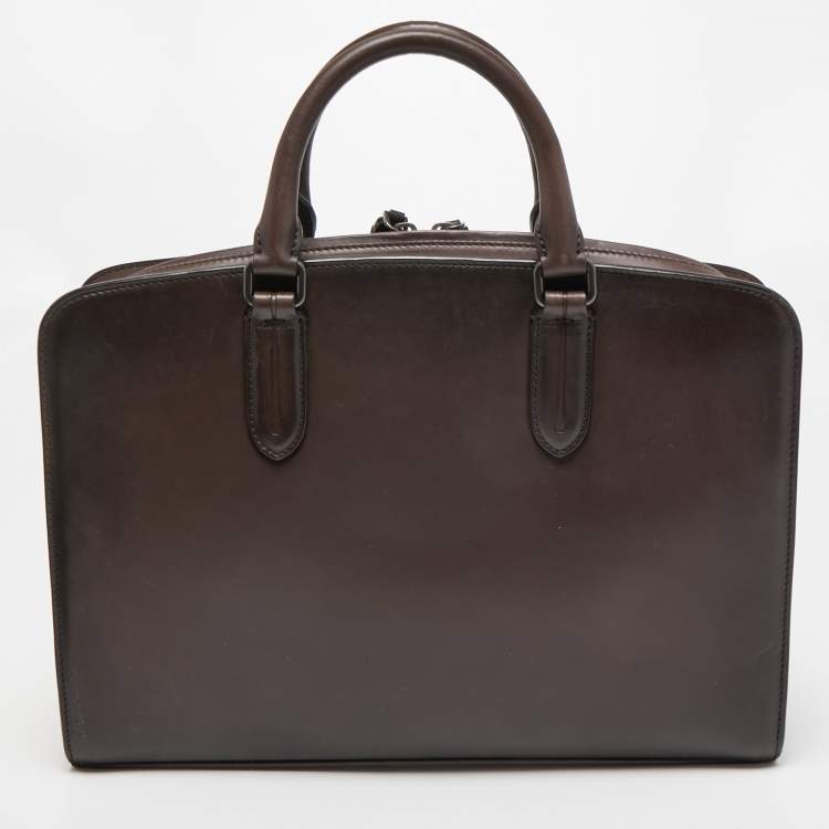 Pre Owned Ermenegildo Zegna Brown Leather Briefcase Bag