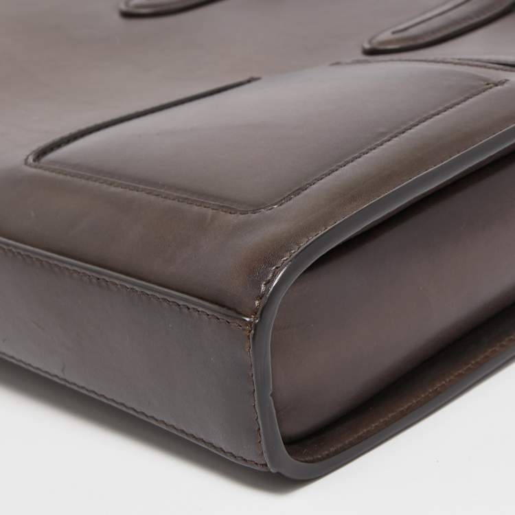 Pre Owned Ermenegildo Zegna Brown Leather Briefcase Bag