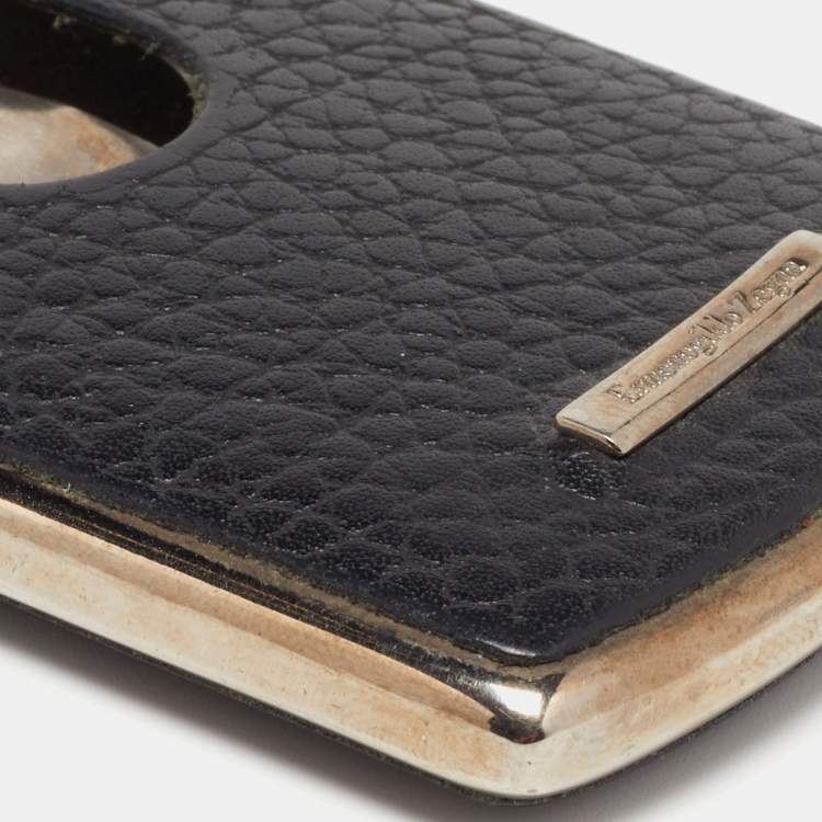 Pre Owned Ermenegildo Zegna Black Leather Hard Shell Business Card Holder