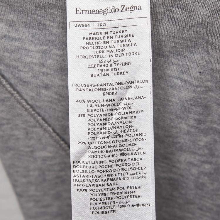 Pre Owned Ermenegildo Zegna Grey Wool Blend Knit Joggers L
