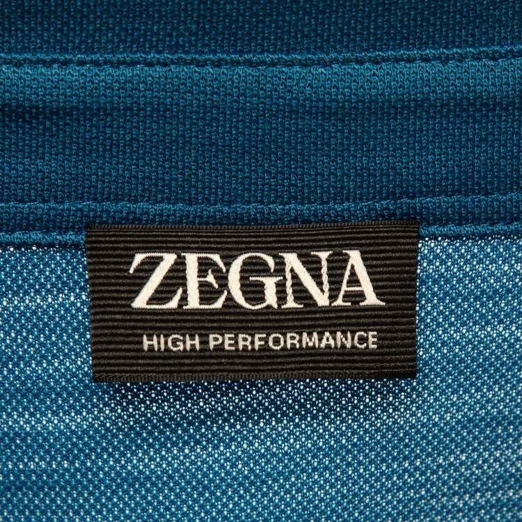 Pre Owned Ermenegildo Zegna Blue Pique Jersey Polo T-Shirt XL