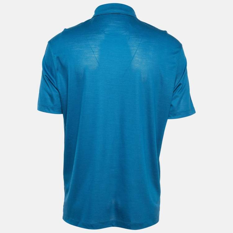 Pre Owned Ermenegildo Zegna Blue Pique Jersey Polo T-Shirt XL