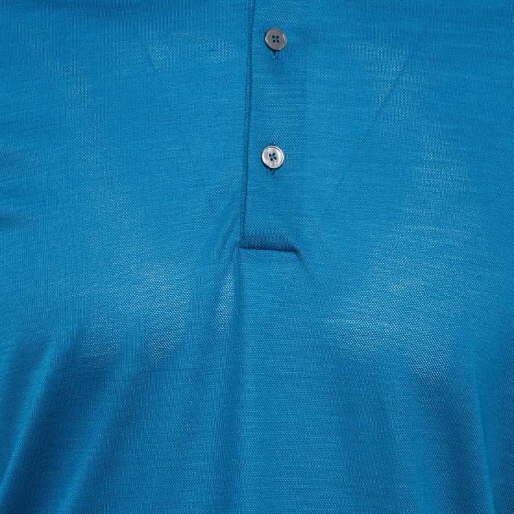 Pre Owned Ermenegildo Zegna Blue Pique Jersey Polo T-Shirt XL