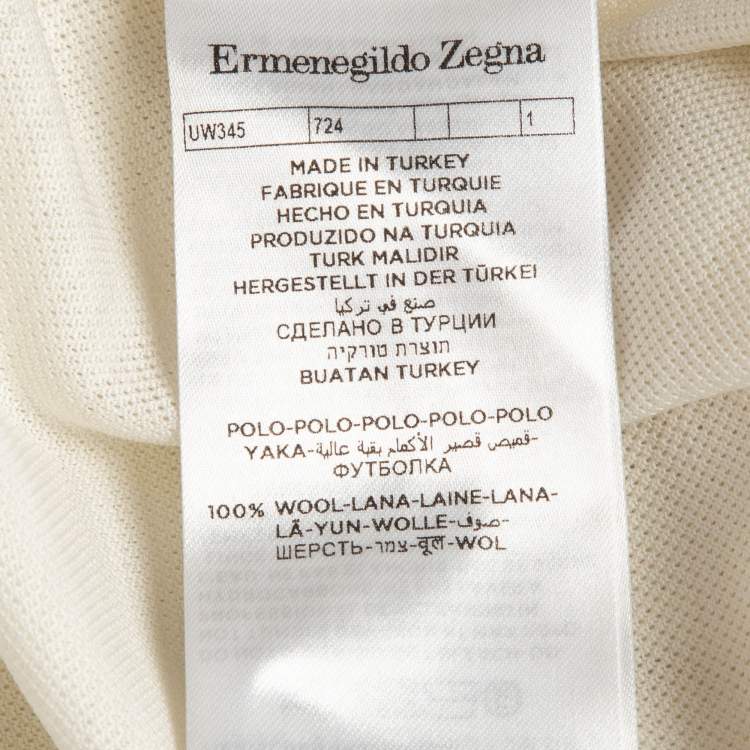 Pre Owned Ermenegildo Zegna Off-White Pique Jersey Polo T-Shirt L
