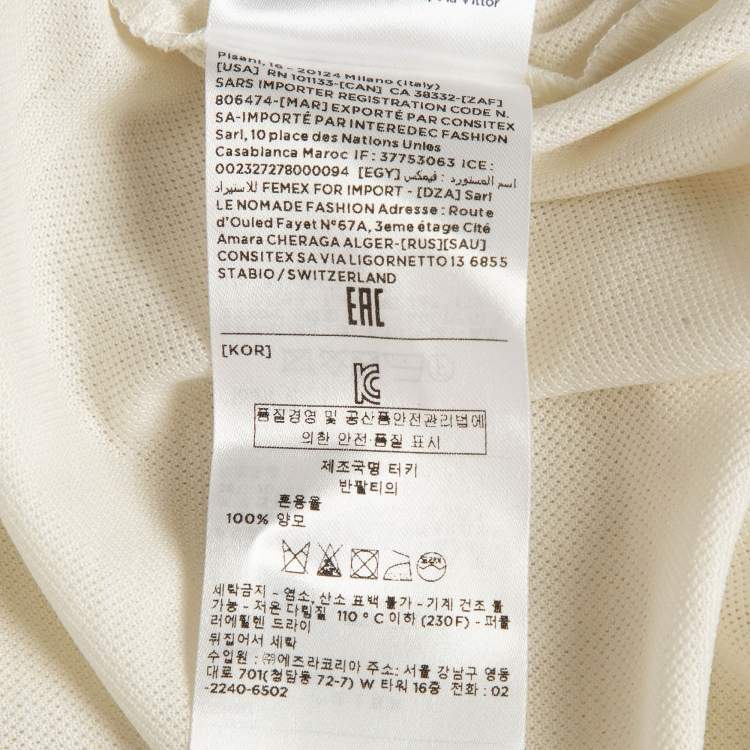 Pre Owned Ermenegildo Zegna Off-White Pique Jersey Polo T-Shirt L