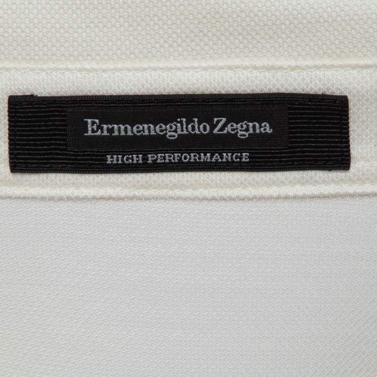 Pre Owned Ermenegildo Zegna Off-White Pique Jersey Polo T-Shirt L