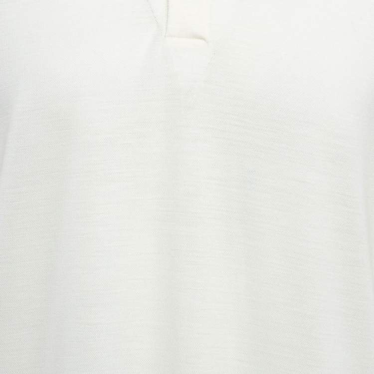 Pre Owned Ermenegildo Zegna Off-White Pique Jersey Polo T-Shirt L