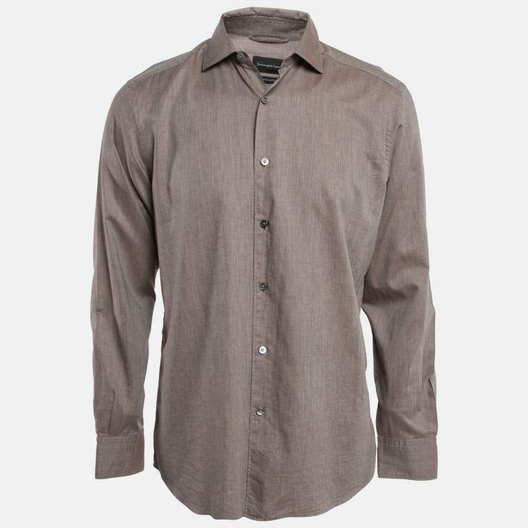 مملوكة مسبقًا Ermenegildo Zegna Light Brown Cotton T-Shirt L