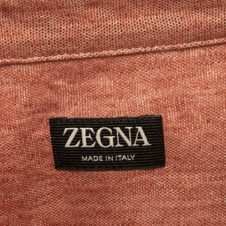 Pre Owned Ermenegildo Zegna Pink Linen Jersey Polo T-Shirt M