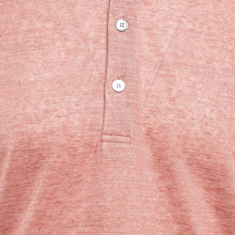 Pre Owned Ermenegildo Zegna Pink Linen Jersey Polo T-Shirt M