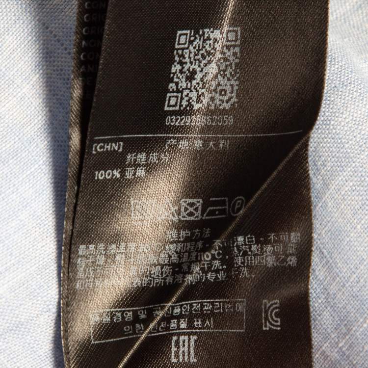 Pre Owned Ermenegildo Zegna Blue Linen Regular Fit Shirt L