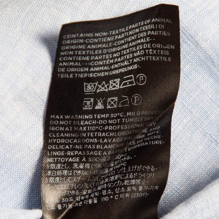Pre Owned Ermenegildo Zegna Blue Linen Regular Fit Shirt L