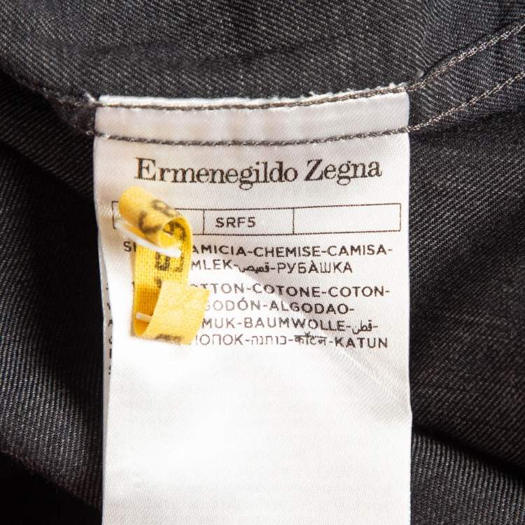 Pre Owned Ermenegildo Zegna Grey Cotton Long Sleeve Shirt L