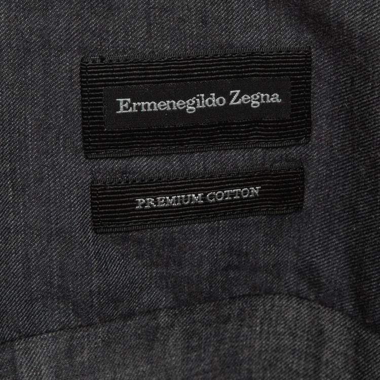 Pre Owned Ermenegildo Zegna Grey Cotton Long Sleeve Shirt L