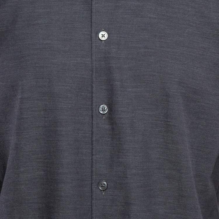 Pre Owned Ermenegildo Zegna Grey Cotton Long Sleeve Shirt L