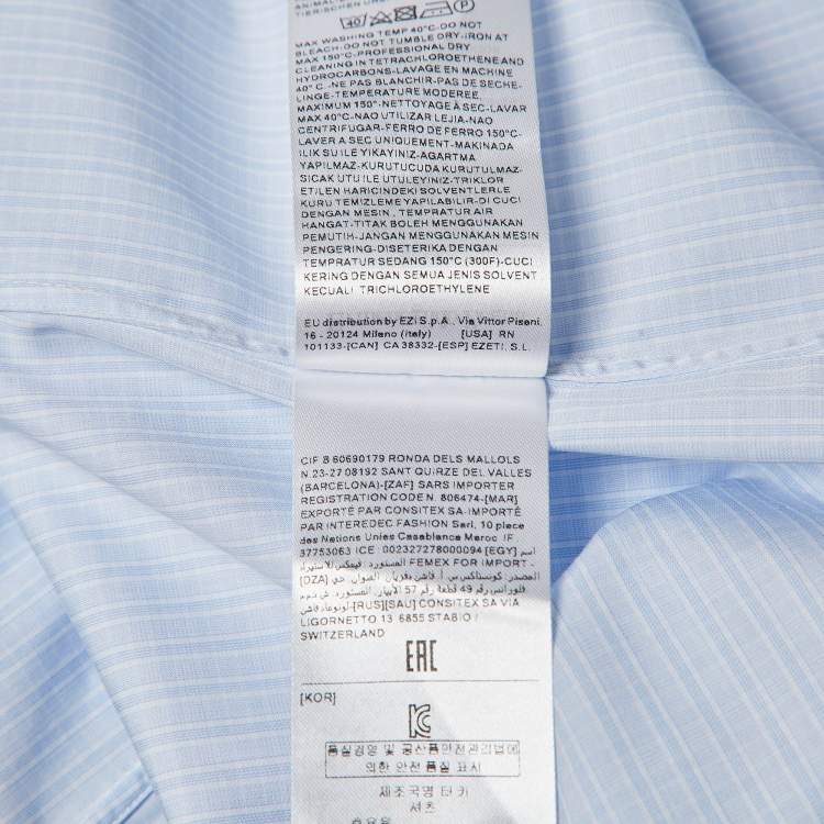 Pre Owned Ermenegildo Zegna Plaid Cotton Blue Button Up Shirt L