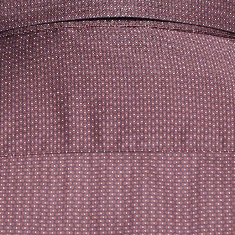 Pre Owned Ermenegildo Zegna Burgundy Printed Cotton Button Down Shirt L