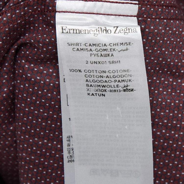 Pre Owned Ermenegildo Zegna Burgundy Printed Cotton Button Down Shirt L
